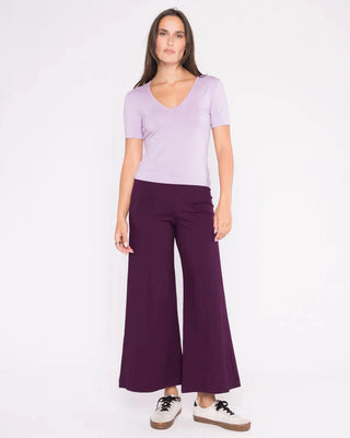 Ripley Rader Plum Ponte Knit Wide Leg Pant: Cropped