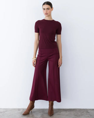 Ripley Rader Wine Ponte Knit Wide Leg Pant-Cropped 