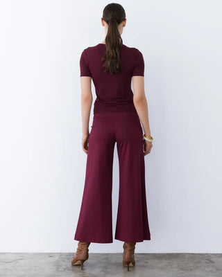 Ripley Rader Wine Ponte Knit Wide Leg Pant-Cropped 