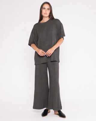 Ripley Rader Charcoal Sweater Knit Wide Leg Pant: Cropped
