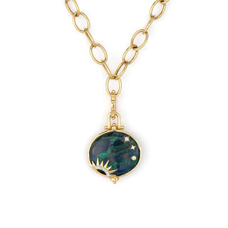 Three Stories Tree Of Life Azurite Oval Pendant