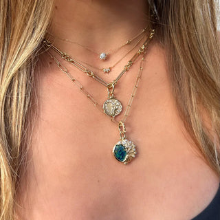 Three Stories Tree Of Life Azurite Oval Pendant