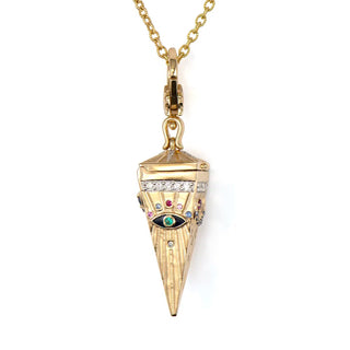 Three Stories Four-Sided Pendulum Evil Eye Locket Pendant product shot with evil eye side