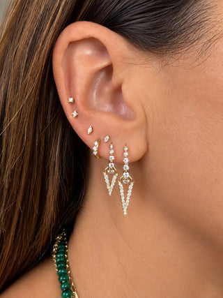 Three Stories Short Open Diamond V Charm