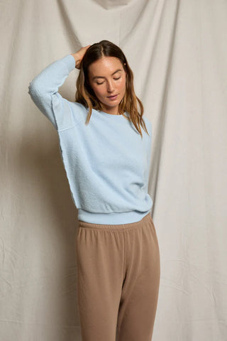 Perfect White Tee Ziggy Reverse Fleece Crew Neck Sweatshirt Powder Blue