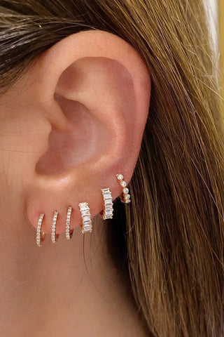 EF Collection Diamond Triple Huggie Illusion Stud-Right