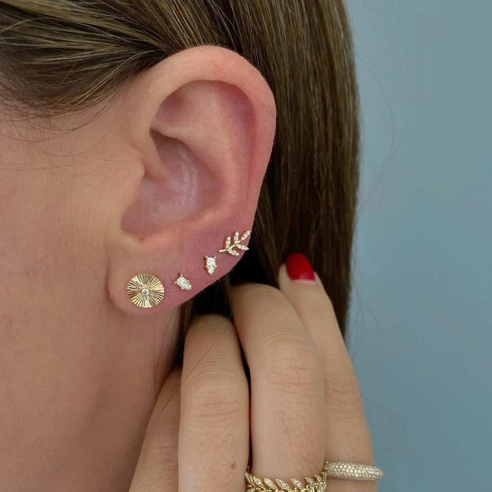 ef collection diamond leaf stud earrings