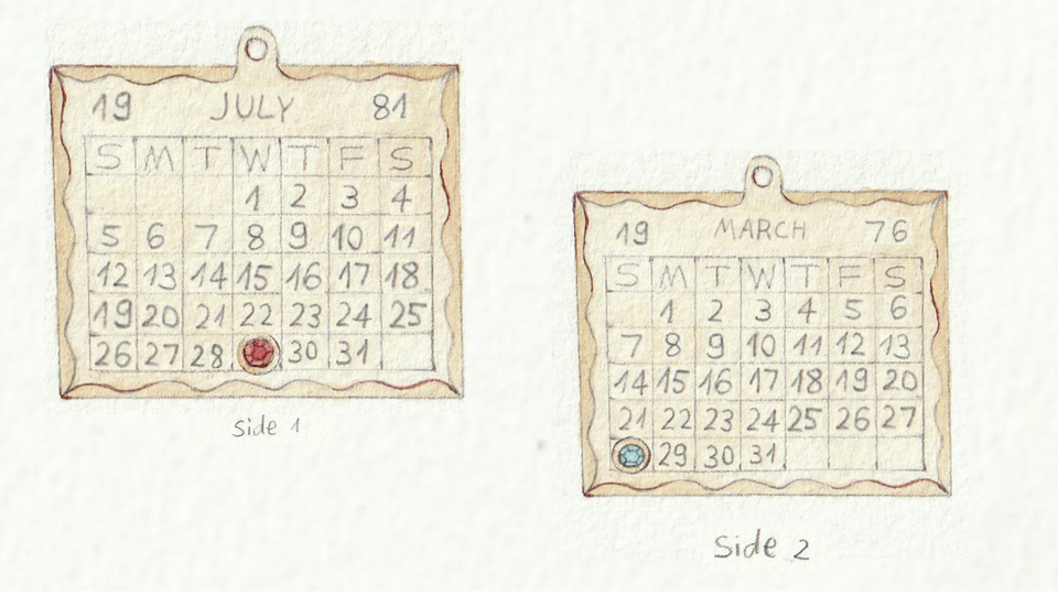Zahava Heirlooms 1960's Calendar Charm Double Sided