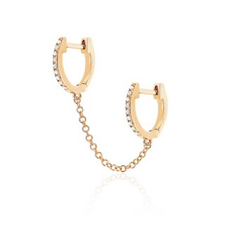 "diamond double huggie chain earring" "double chain huggie earrings gold" "double diamond huggie earrings" "double chain huggies" "double chain huggie earrings"