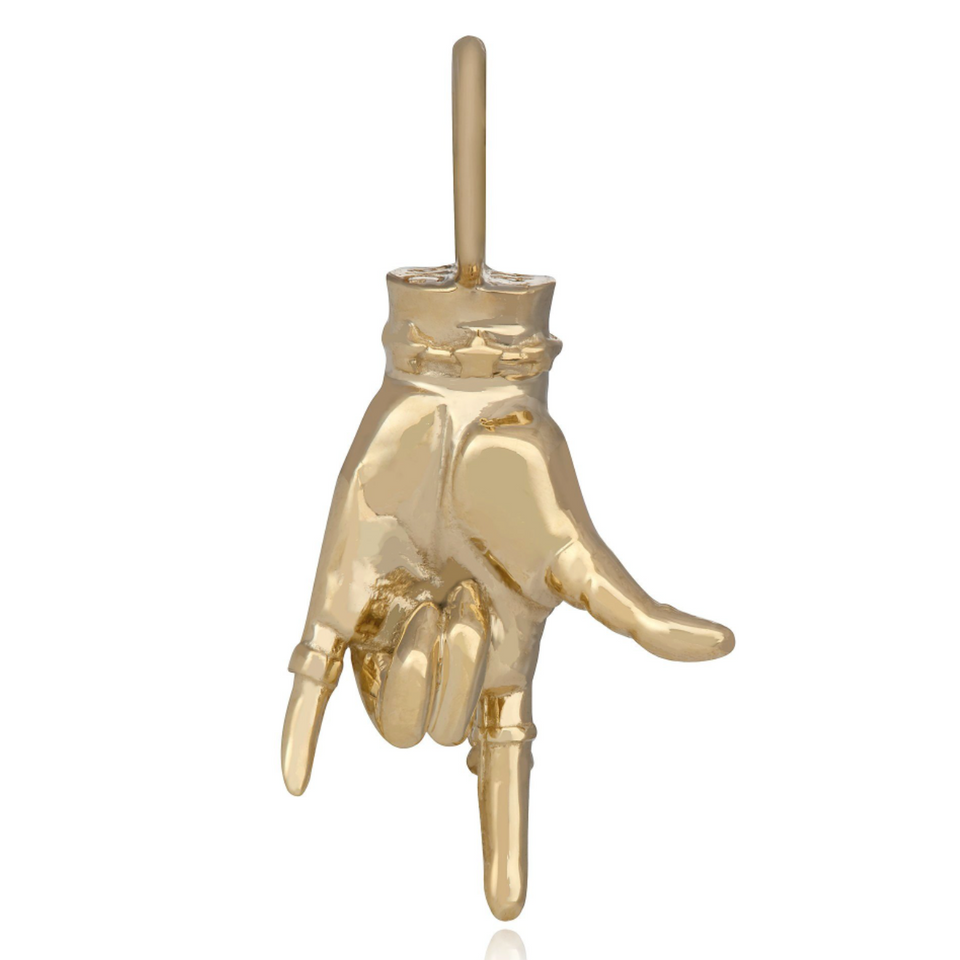 Maura Green I Love You Lady Finger Charm in 14k Yellow Gold With Diamond