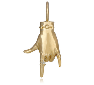 Maura Green I Love You Lady Finger Charm in Gold With Diamond