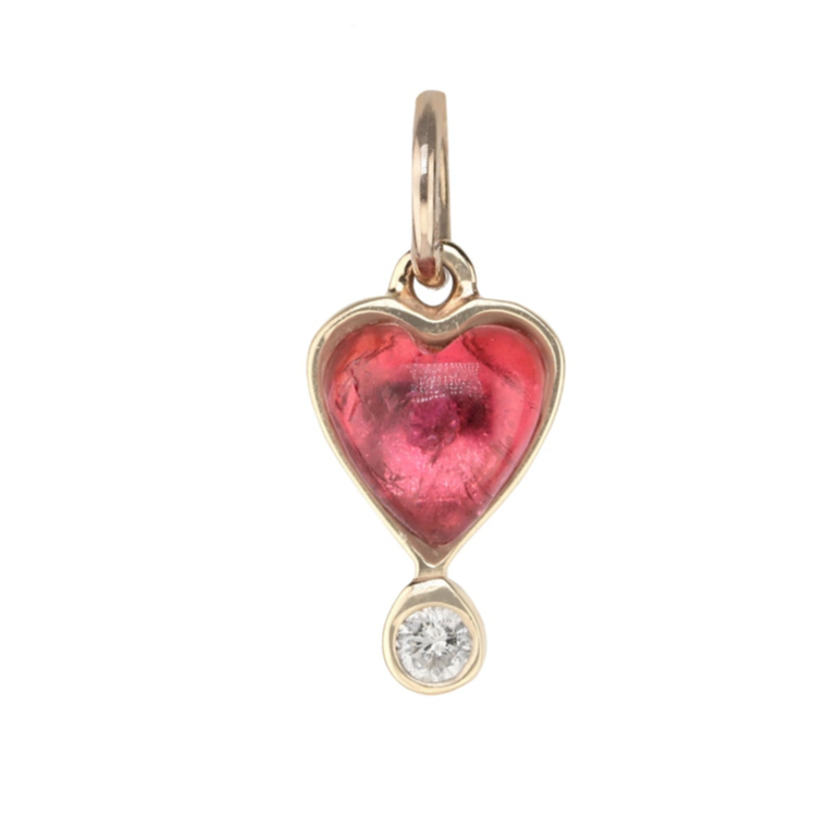 "Zahava Heirlooms Reversible Pink Tourmaline and Diamond Byrdie Heart Pendant" "pink tourmaline ring" "green tourmaline ring"