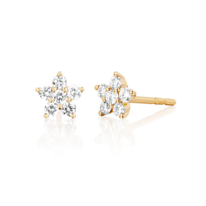EF Collection Diamond Flower Stud Earring, "ef collection diamond ear cuff" "ef collection studs" "ef collection diamond huggies" "ef collection diamond necklace" "ef collection earrings"