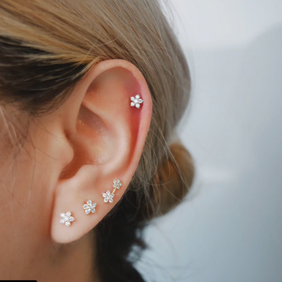 EF Collection Diamond Flower Stud Earring, "ef collection diamond ear cuff" "ef collection studs" "ef collection diamond huggies" "ef collection diamond necklace" "ef collection earrings"