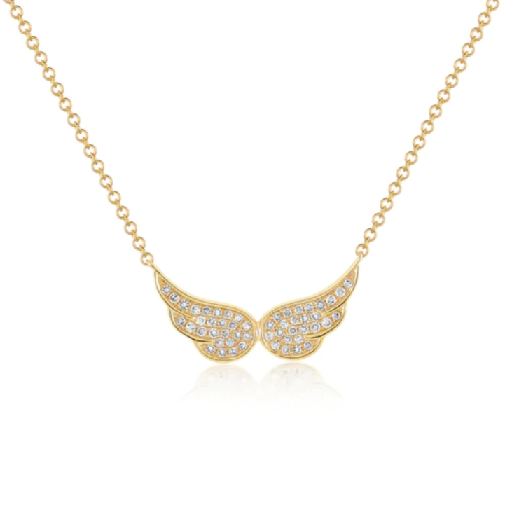 EF Collection 14k Diamond Double Angel Wing Necklace