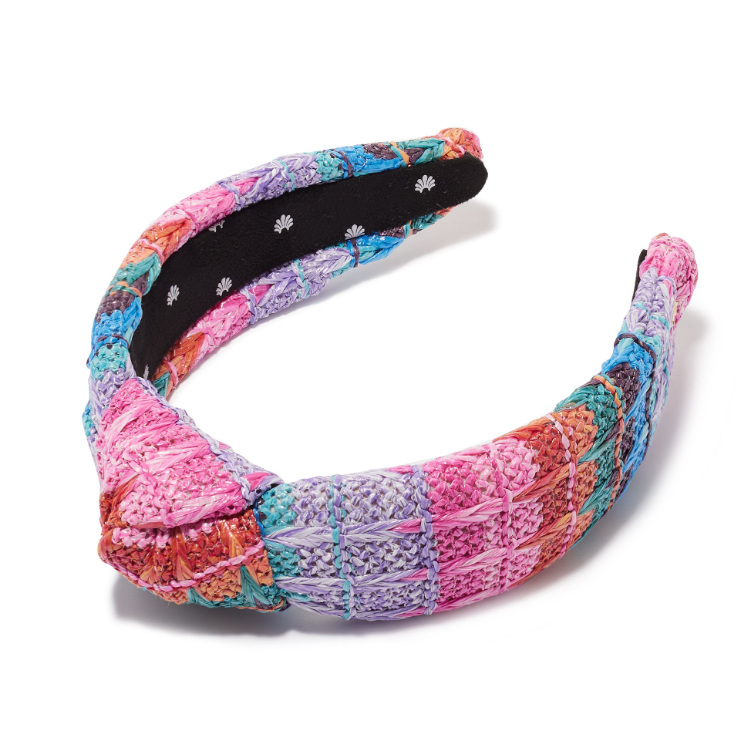 Lele Sadoughi Sunset Rainbow Raffia Knotted Headband