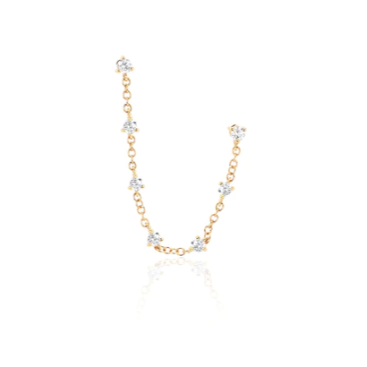 EF Collection Diamond Double Stud Prong Set Chain Earring,  "ef collection diamond necklace" "ef collection diamond ear cuff" "ef collection diamond huggies" "ef collection studs"