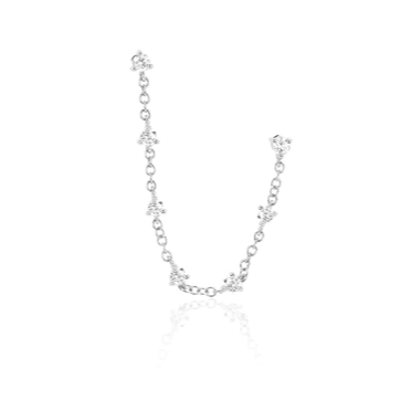 EF Collection Diamond Double Stud Prong Set Chain Earring,  "ef collection diamond necklace" "ef collection diamond ear cuff" "ef collection diamond huggies" "ef collection studs"