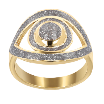 Netali Nissim Big Eye Ring Silver Glitter and Yellow Plating "netali nissim big eye ring silver glitter and yellow plating"