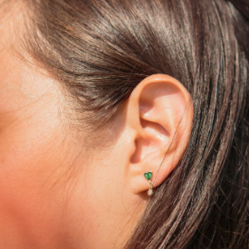 "Zahava Heirlooms Green Tourmaline Byrdie Heart Stud Earrings with Diamond Drop" "Keyword" "women earrings" "mens diamond stud earrings" "rose gold stud earrings" "fun earrings"