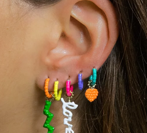 "gaya mini heart earring enamelled charm orange" "gold heart necklace" "heart charm" "women earrings" "fun earrings" "gold dangle earrings"