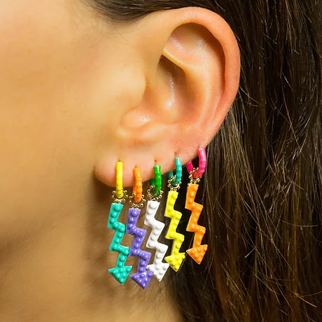 "gaya arrow earring enamelled charm purple" "gaya earrings" "women earrings" "fun earrings" "gold statement earrings" "gold dangle earrings"