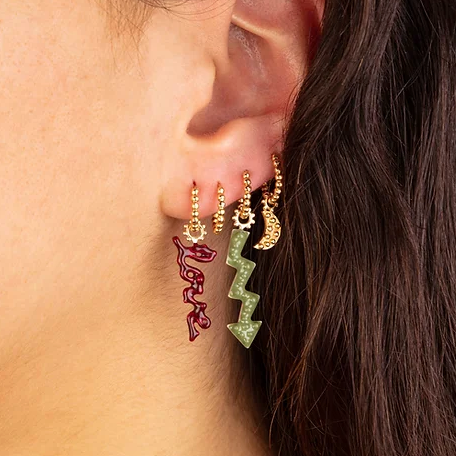 "gaya arrow earring enamelled charm khaki" "gaya earrings" "gaya khaki earrings" "women earrings" "fun earrings" "gold statement earrings" "gold dangle earrings"