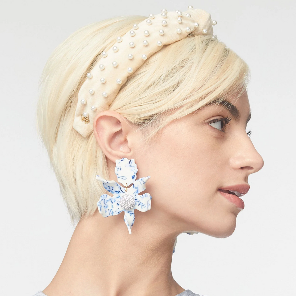 "Lele Sadoughi Crystal Lily Earrings" "lele sadoughi earrings" "earrings" "delft 400" "lele sadoughi earrings white blue"