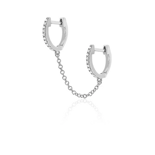 "diamond double huggie chain earring" "double chain huggie earrings gold" "double diamond huggie earrings" "double chain huggies" "double chain huggie earrings"