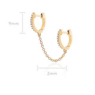 "diamond double huggie chain earring" "double chain huggie earrings gold" "double diamond huggie earrings" "double chain huggies" "double chain huggie earrings"