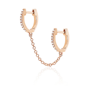 "diamond double huggie chain earring" "double chain huggie earrings gold" "double diamond huggie earrings" "double chain huggies" "double chain huggie earrings"