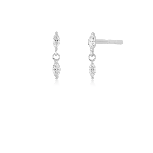 EF Collection Diamond Marquise Dangle Stud Earrings