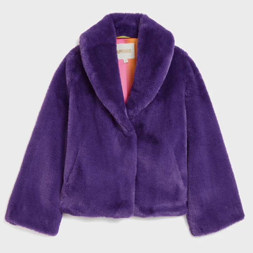 "apparis fiona koba electric purple jacket" "apparis jahaira coat" "apparis leopard puffer"