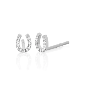 EF Collection Diamond Mini Horseshoe Stud Earring
